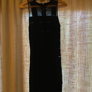 Navy small glove dress with sheer stripes